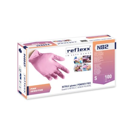 Reflexx N82 púdermentes nitril kesztyű, rózsaszín-S