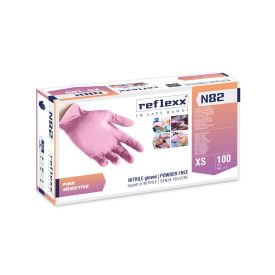 Reflexx N82 púdermentes nitril kesztyű, rózsaszín-XS