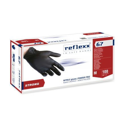 Reflexx R67 púdermentes nitril kesztyű, fekete-M