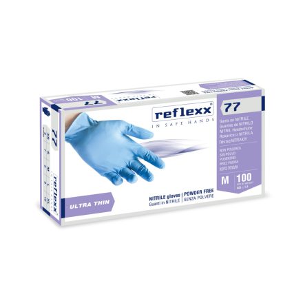 Reflexx R77100 púdermentes nitril kesztyű, ultra vékony-M