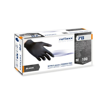 Reflexx R78 púdermentes nitril keszytű, fekete-M